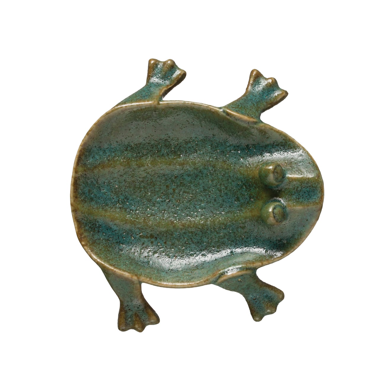 Hello Honey® Green Glazed Footed Frog Dish